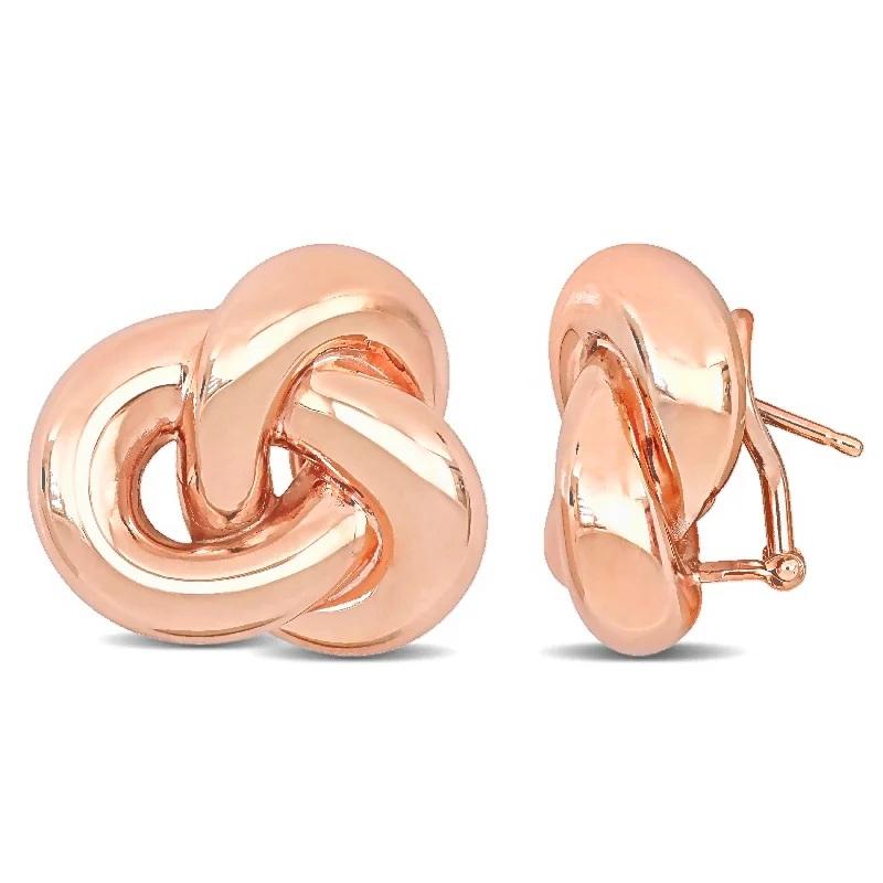 Hoop earrings with colorful beads for a fun and playful vibe-Mimi & Max 17mm Love Knot Earrings in 14k Rose Gold