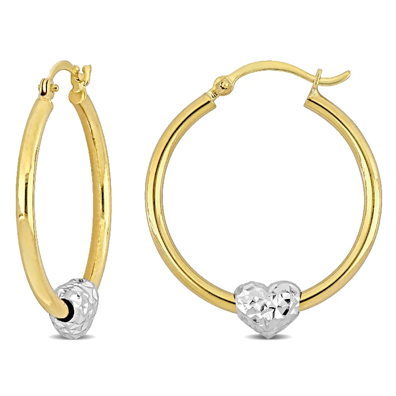 Best hoop earrings with vintage rhinestone embellishments for a retro-glam effect-Mimi & Max 29mm Heart Hoop Earrings in 14k Yellow Gold