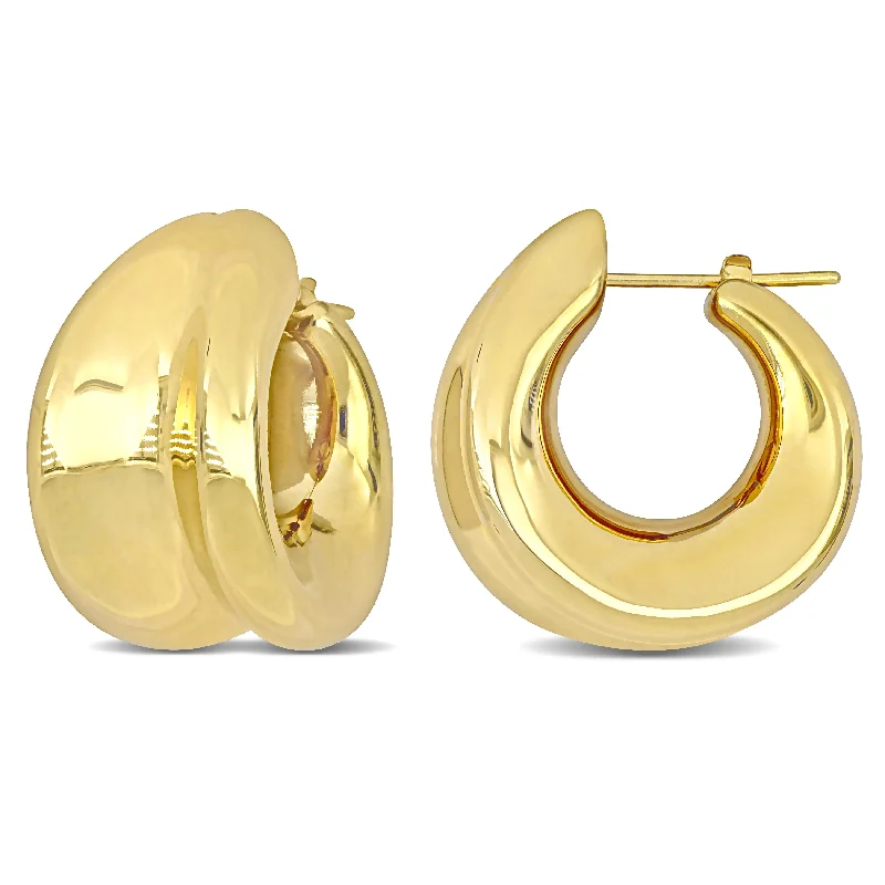 Best hoop earrings with sterling silver for an affordable and chic design-Mimi & Max 29mm Wide Huggie Earrings in 14k Yellow Gold