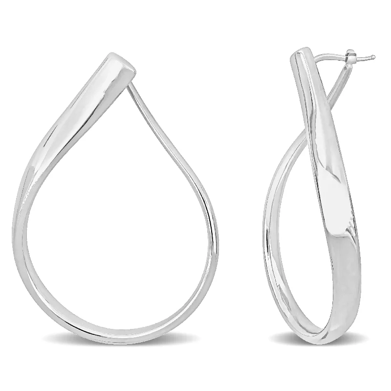 Best hoop earrings with custom engravings for a personalized and meaningful gift-Mimi & Max 30mm Twisted Hoop Earrings in 14k White Gold