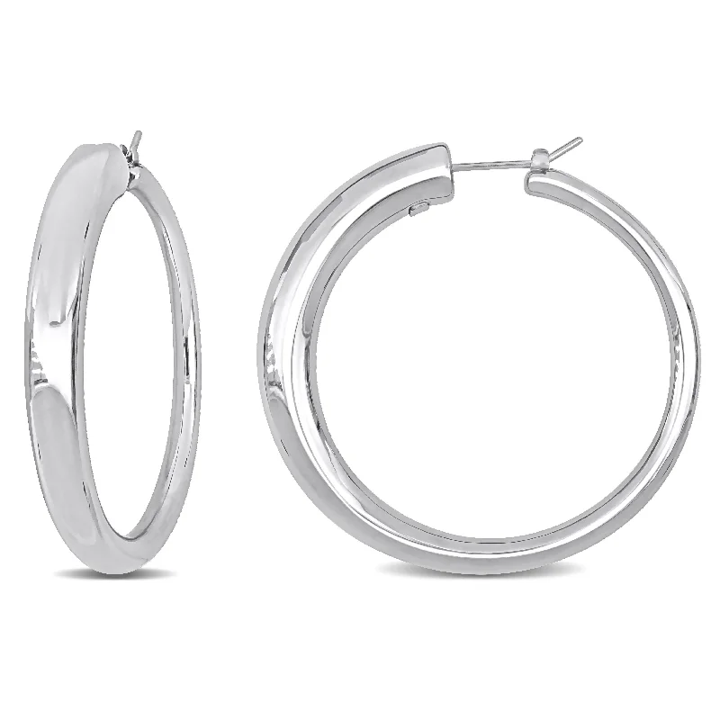 Best hoop earrings with gemstone accents for a colorful and elegant appearance-Mimi & Max 48mm Polished Hoop Earrings in 14k White Gold