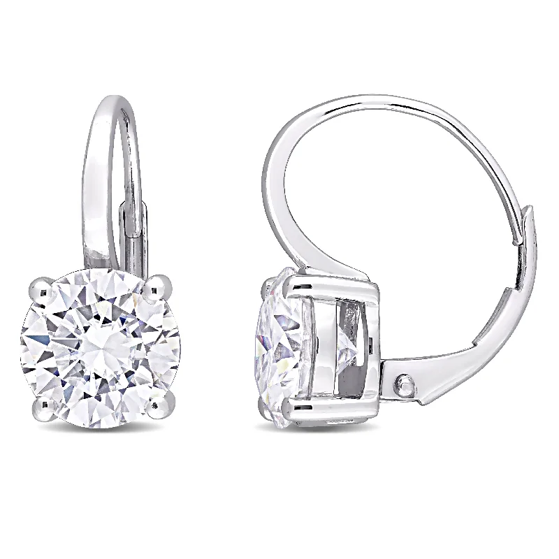 Medium hoop earrings for an everyday look with the perfect balance of style-Mimi & Max 4ct DEW Created Moissanite Leverback Earrings in 14k White Gold