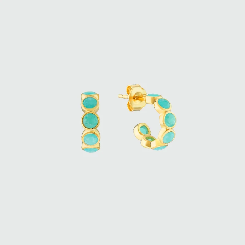 Hoop earrings with hammered copper for a warm and rustic aesthetic-Ortigia Mini Amazonite & Gold Vermeil Hoop Earrings