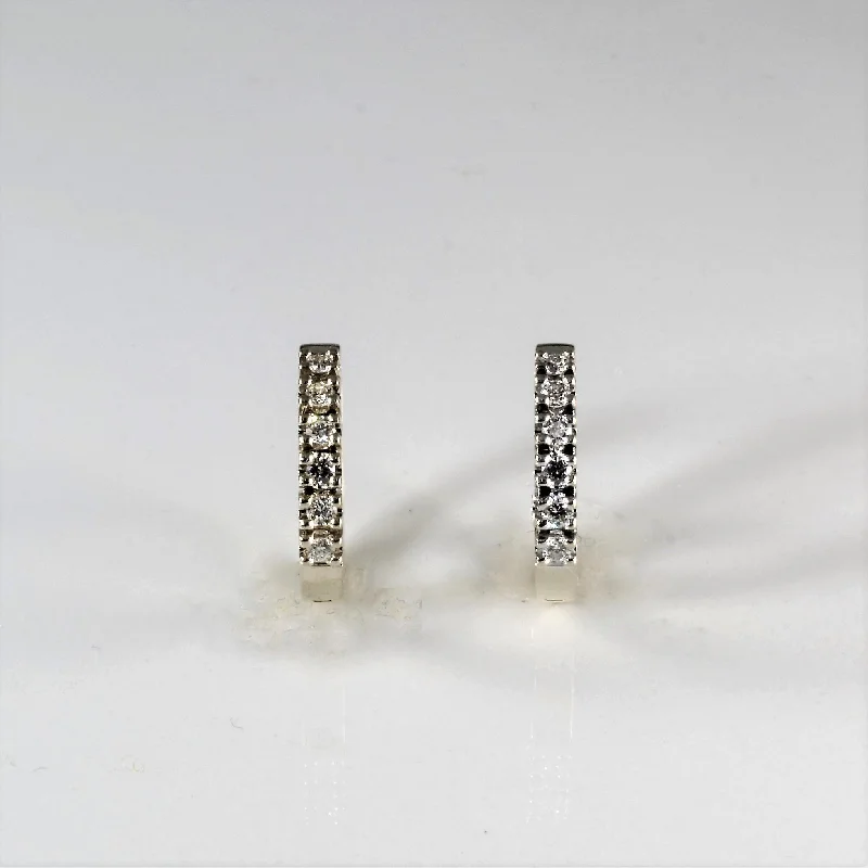 Best hoop earrings with textured silver for a rustic and organic finish-Pave Diamond Huggie Earrings | 0.24ctw |