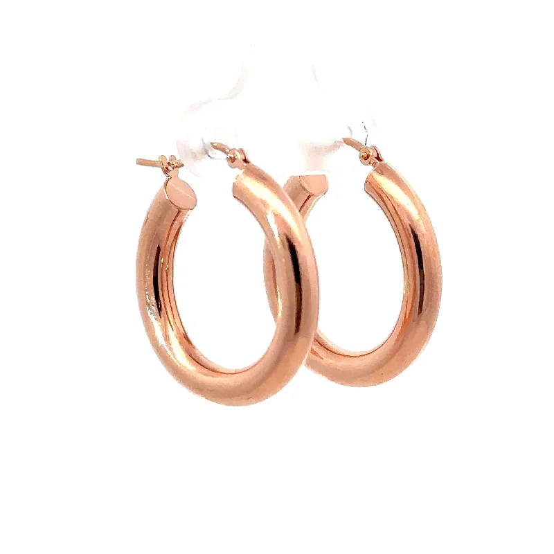 Best hoop earrings with geometric pendants for a modern, chic appeal-Rose Gold Tube Hoop Earrings