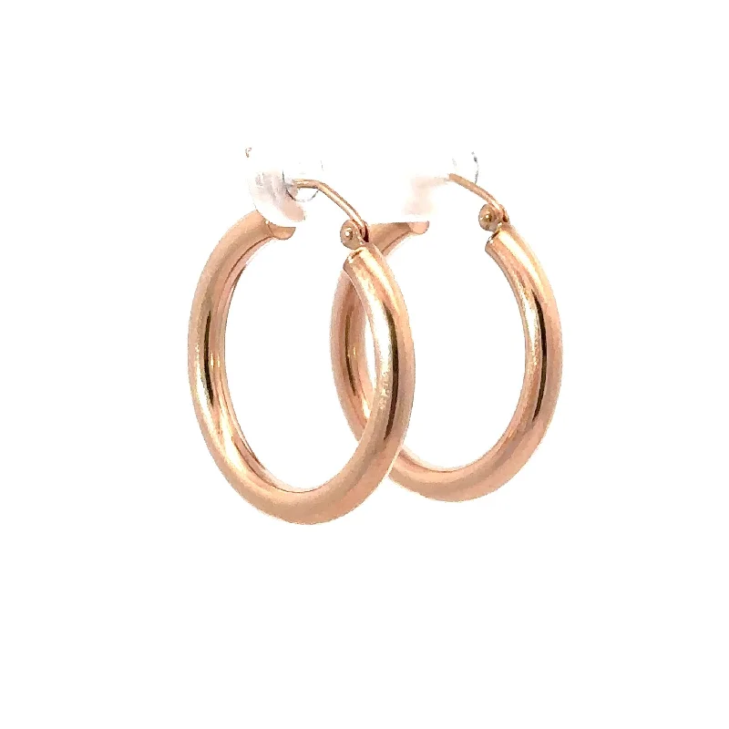 Hoop earrings with crescent moon shapes for a celestial and mystical appearance-Rose Gold Tube Hoop Earrings