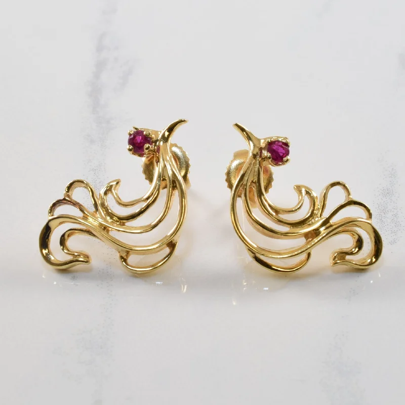 Hoop earrings with heart-shaped frames for a romantic and feminine look-Filigree Ruby Phoenix Earrings | 0.20ctw |