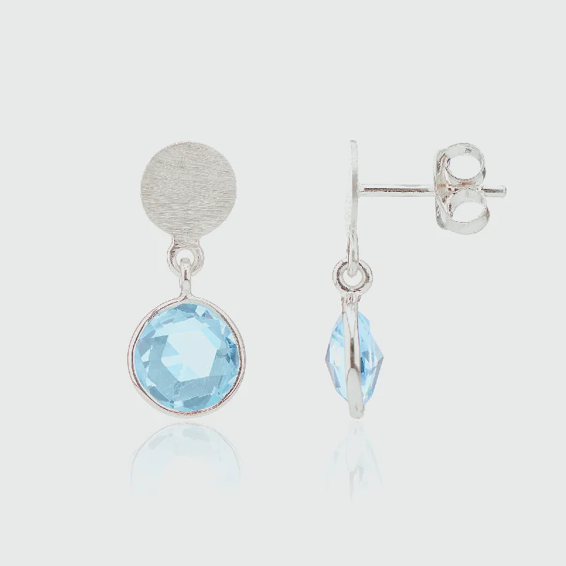 Best hoop earrings with crescent-shaped designs for a bold, moon-inspired style-Salina Sterling Silver Disc & Blue Topaz Earrings