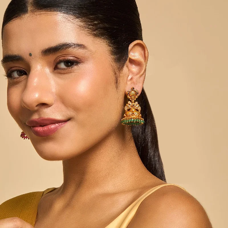 Hoop earrings with textured gold for a refined and sophisticated aesthetic-Silver Temple Earring 174179