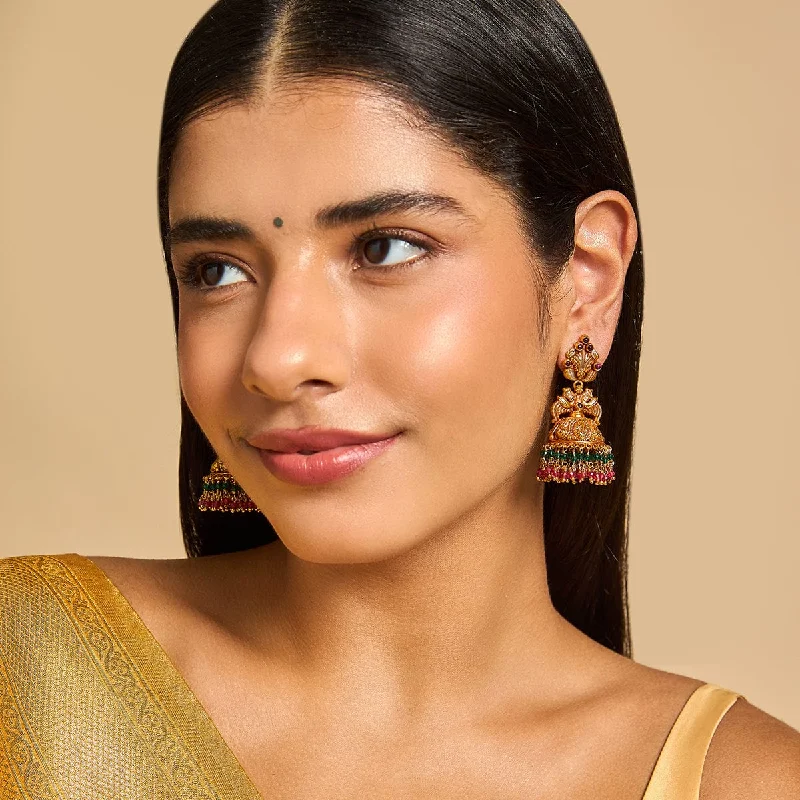 Best hoop earrings with detachable studs for a versatile and adjustable accessory-Silver Temple Earring 174221