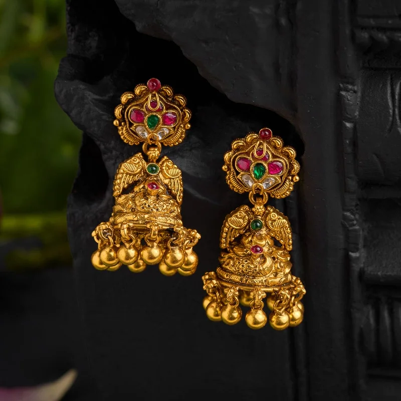 Hoop earrings with luxe velvet finishes for a rich and luxurious touch-Silver Temple Earring 177400