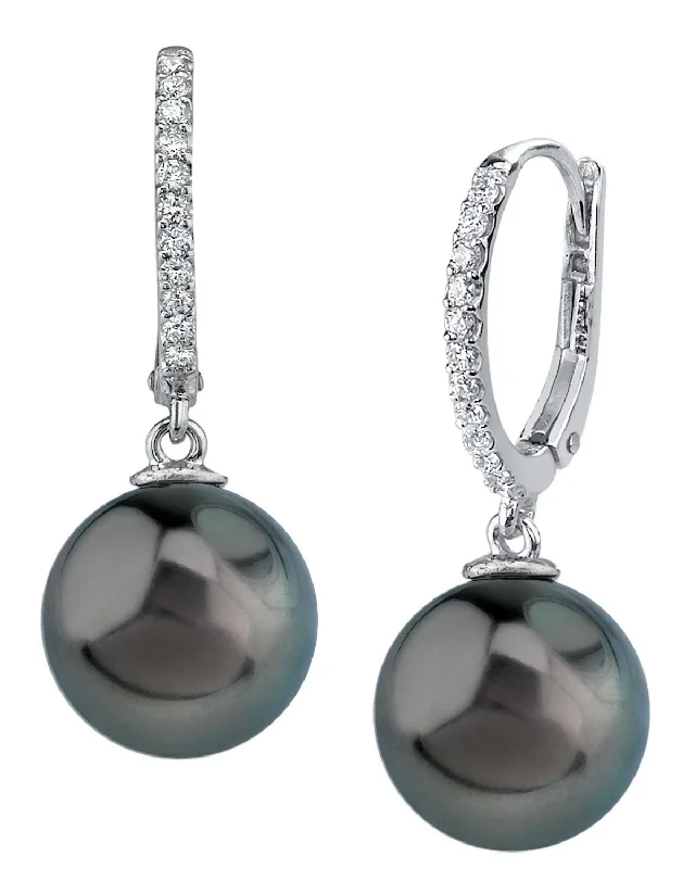 Best hoop earrings with custom designs for a personalized, unique accessory-Black Tahitian Pearl & Diamond Metropolis Dangle Earrings