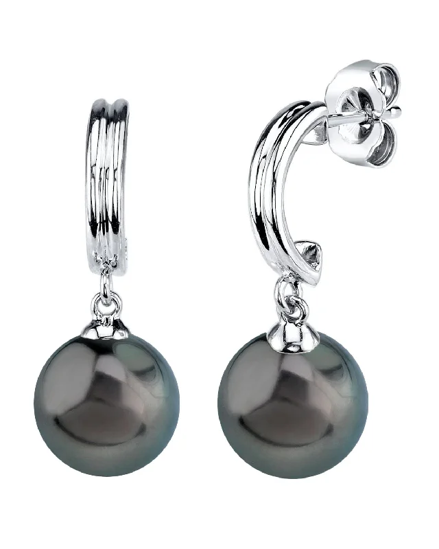 Best hoop earrings with geometric triangle shapes for a modern, chic design-Black Tahitian Pearl Gemini Earrings