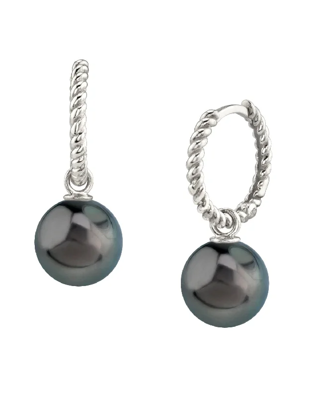 Hoop earrings with spiral designs for a dynamic and fluid look-Black Tahitian Pearl Lyra Dangle Earrings