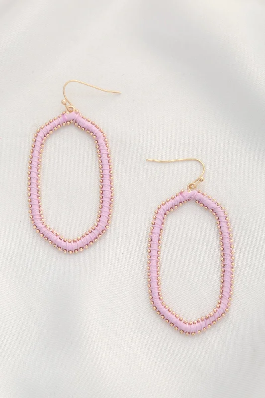 Lightweight hoop earrings for comfortable and all-day wear-Thread Wrapped Geometric Dangle Earring in Lavender